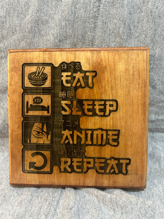 Eat Sleep Anime Repeat Wall Art